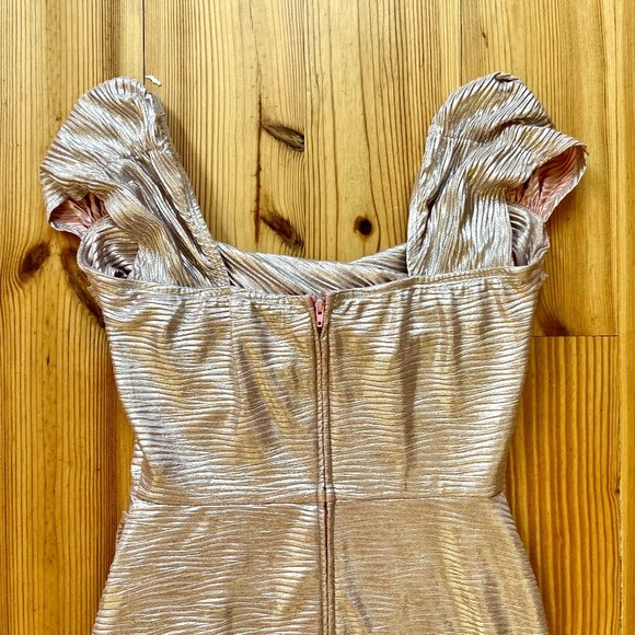 Stop Staring rose gold Silver lurex wiggle cocktail Dress medium - Picture 2 of 5